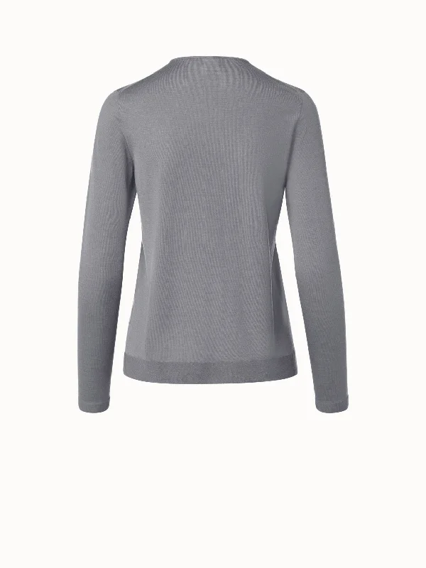 Fine gauge cashmere silk pullover