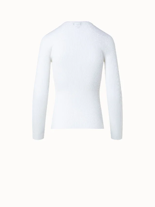 Silk Cotton Rib Knit Pullover