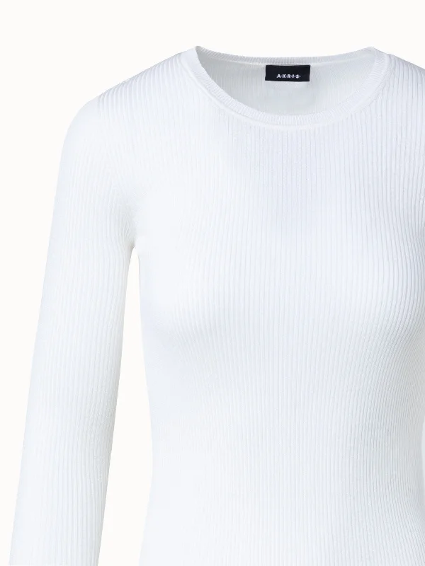 Silk Cotton Rib Knit Pullover