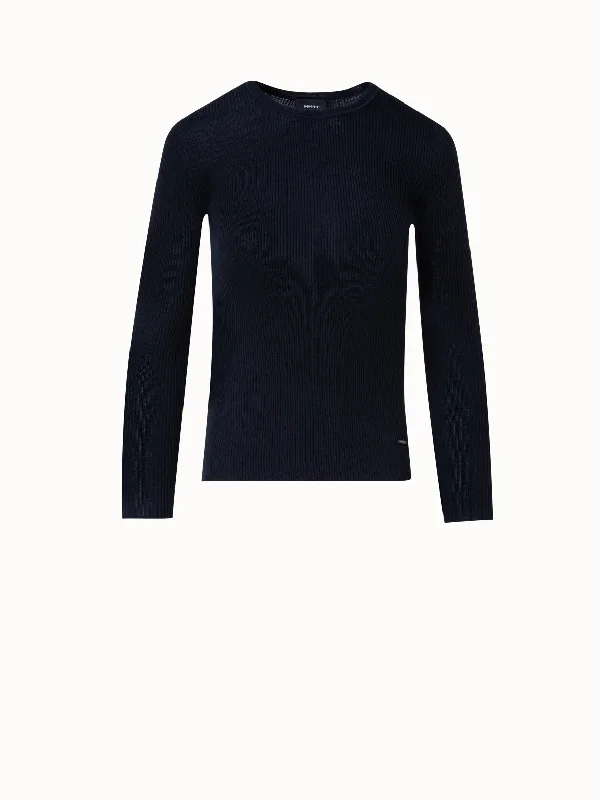 Silk Cotton Rib Knit Sweater