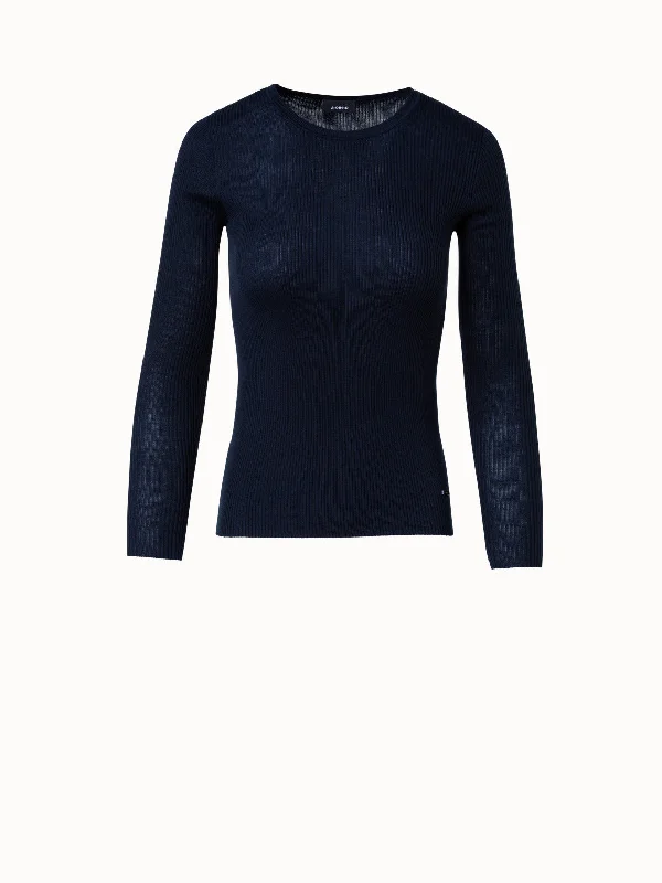 Silk Cotton Rib Knit Sweater