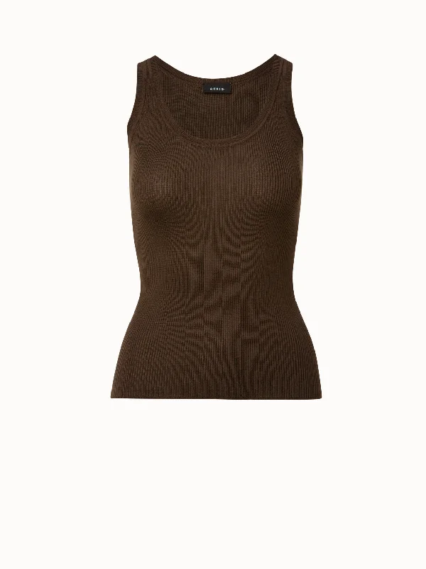 Silk Cotton Rib Scoopneck Tank