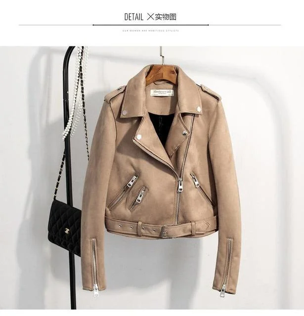 Slim Suede  Biker Jacket PU Coat