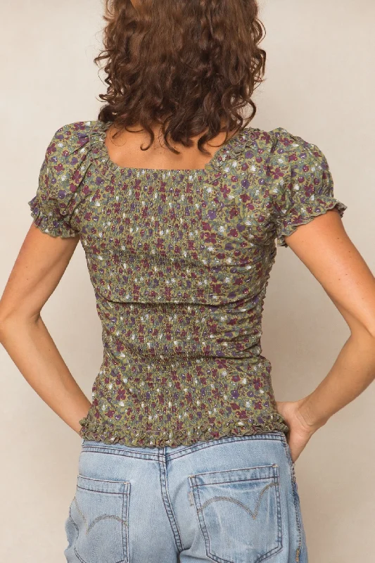 Vivi Top in Green Floral