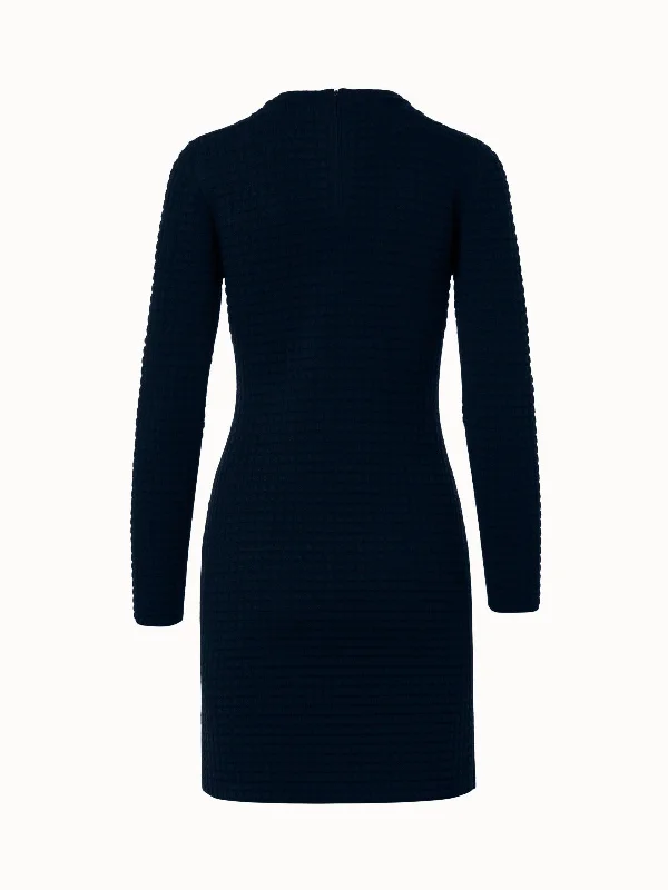 Wool Silk 3D Trapezoid Jacquard Knit Dress