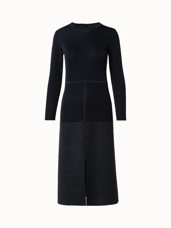 Wool Silk Lurex Stretch Knit Dress