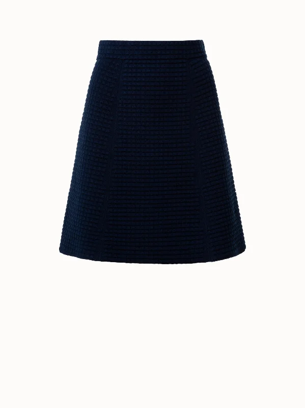 Wool Silk Stretch 3D Trapezoid Jacquard Knit Skirt