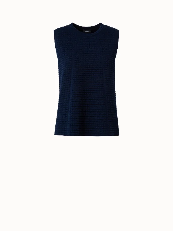 Wool Silk Stretch 3D Trapezoid Jacquard Knit Top