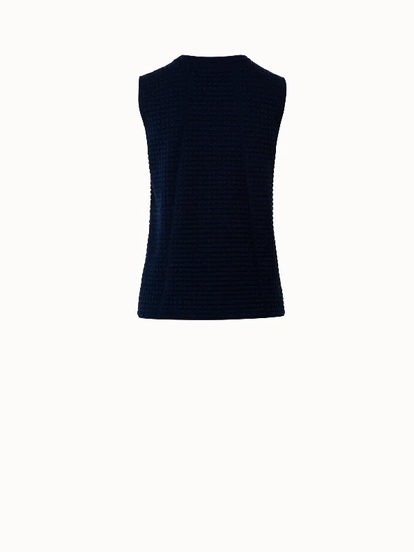 Wool Silk Stretch 3D Trapezoid Jacquard Knit Top